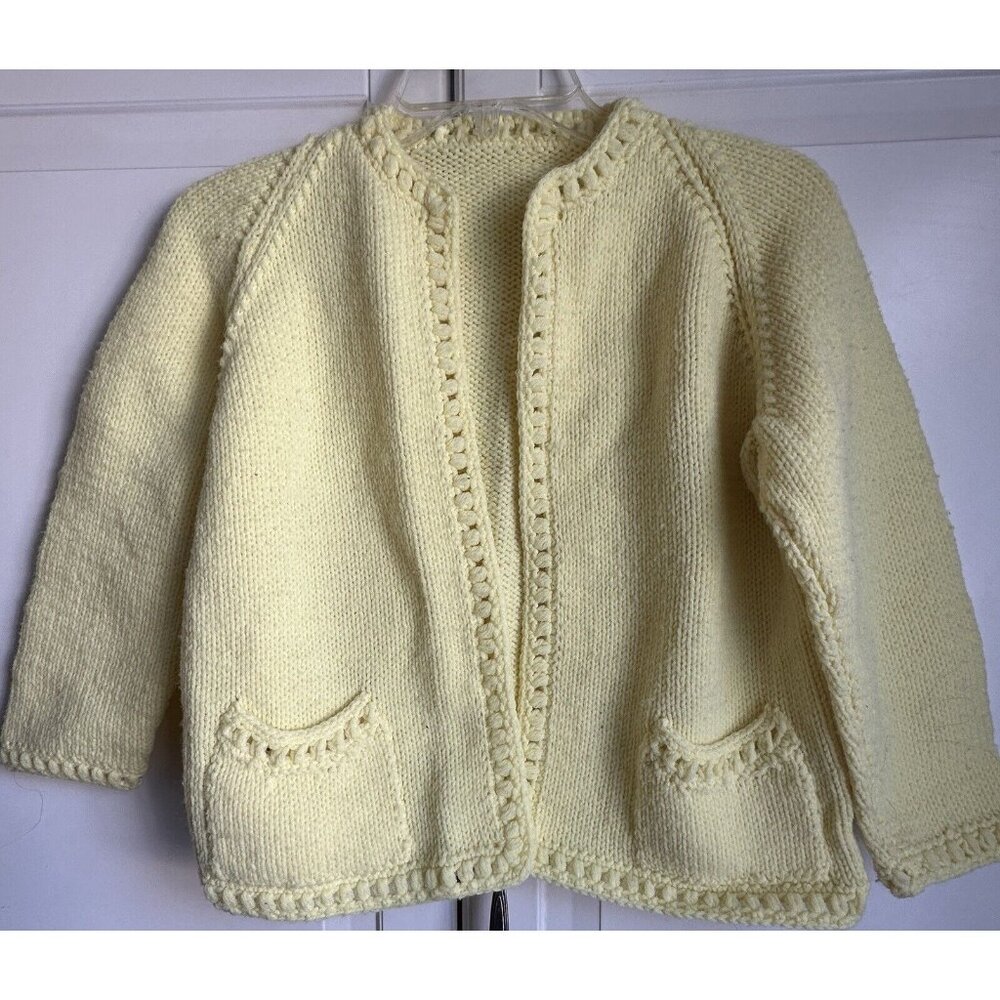 Handmade Yellow Cardigan Sweater Womens Small Extra Small Knit Custom